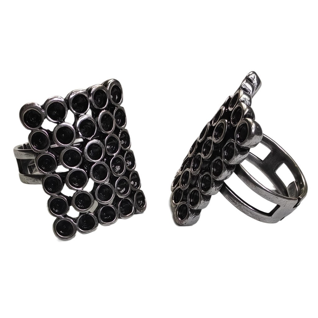 ANILLO FUNDICIÓN AJUSTABLE CON BASE 25 x 20 mm : Acabado:Baño Plata Antigua