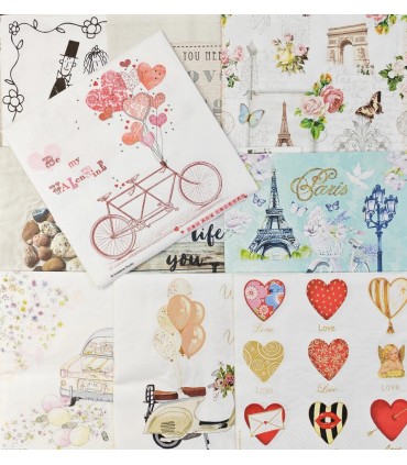 SERVILLETAS AMBIENTE 33x33 CM MIX AMOR 11 UD