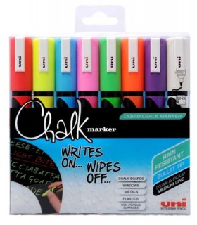 Set 8 rotuladores tiza Unichalk Uniball 1,8-2,5 MM