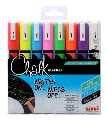 Set 8 rotuladores tiza Unichalk Uniball 1,8-2,5 MM