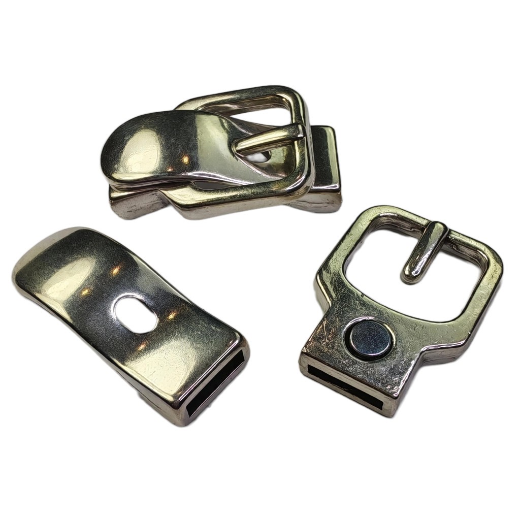 CIERRE IMÁN HEBILLA 32x21 MM ZAMAK AGUJERO 10x2 MM : Acabado:Baño Plata Antigua