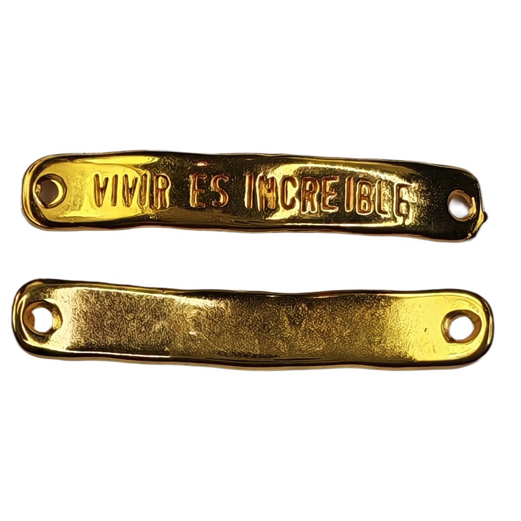 PLACA PULSERA ZAMAK VIVIR ES INCREÍBLE 2 UD : Acabado:Baño Dorado