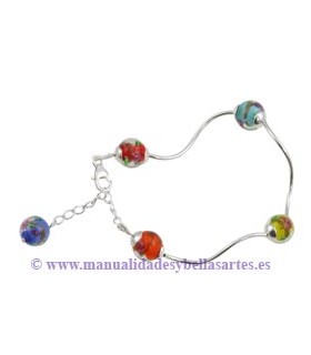 BOLAS CRISTAL CON ROSAS 10 MM HILO MIX DE 40 CM