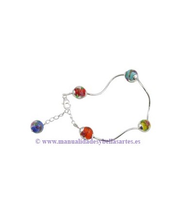 BOLAS CRISTAL CON ROSAS 10 MM HILO MIX DE 40 CM