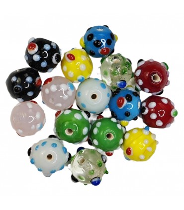 BOLAS ARTESANALES PUNTITOS 12 MM MIX 3 PARES