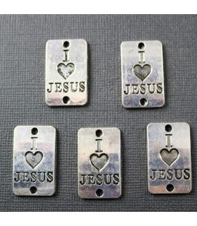 PLACA I LOVE JESUS 2 ANILLAS 27x16 MM 5 UNIDADES