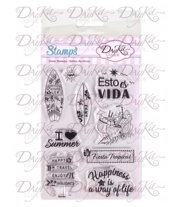 SELLOS ACRÍLICOS DAYKA TRADE SET STAMP08 TROPICAL