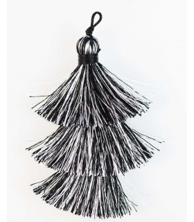 BORLA O POMPÓN 3 CAPAS HILO MIX NEGRO 6,5 CM 1 UD