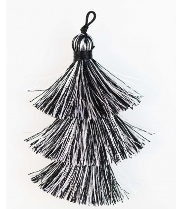 BORLA O POMPÓN 3 CAPAS HILO MIX NEGRO 6,5 CM 1 UD