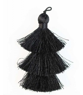 BORLA O POMPÓN 3 CAPAS HILO NEGRO 6,5 CM 1 UD