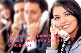 Puedes pedir por teléfono de L-V 10-14H  918507351